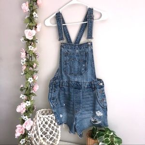 🌼DIVIDED H&M Distressed Overall Shorts